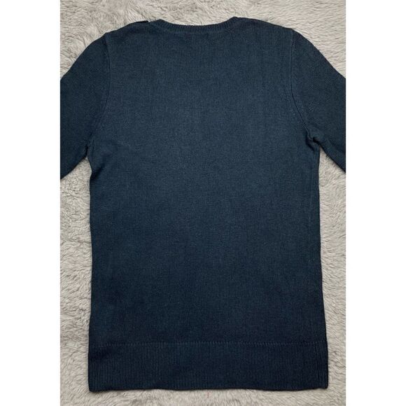 GAP LUXE navy crewneck button shoulder angora blend sweater - Picture 3 of 6